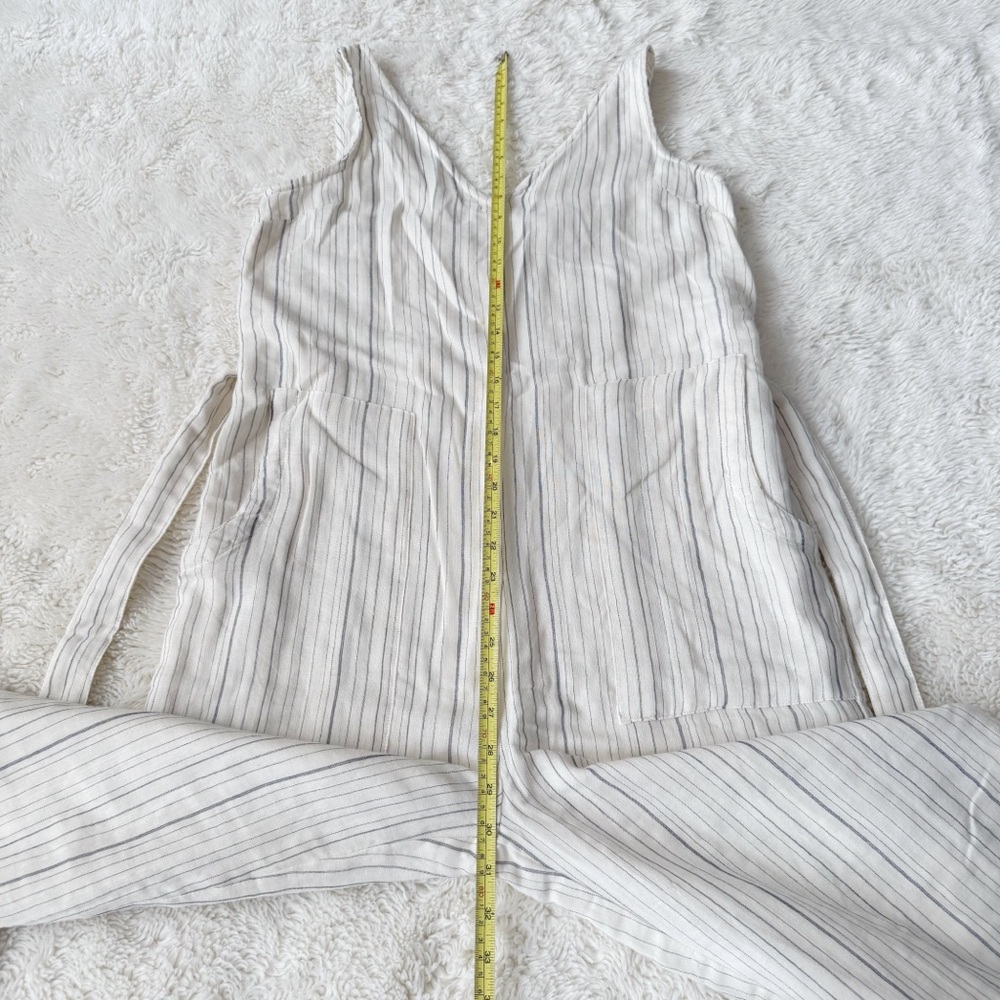Japna Woman Cream Striped Light Cotton V-Neck Sleeveless Jumpsuit MEDIUM Boho - Picture 4 of 7
